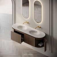 Belgravia Double Vanity Unit & Stone Basin 1600mm Smoked Oak